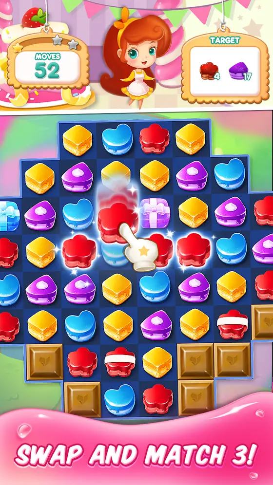 Schermata di gioco di Cake Match 3 Mania